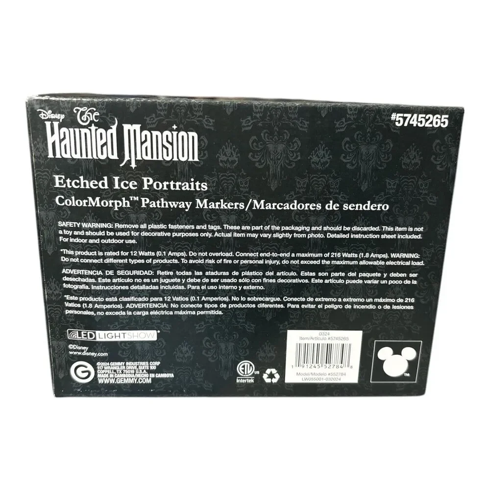 Disney Gemmy Haunted Mansion 3-Count LED Etched Portraits Pathway Marker Lights